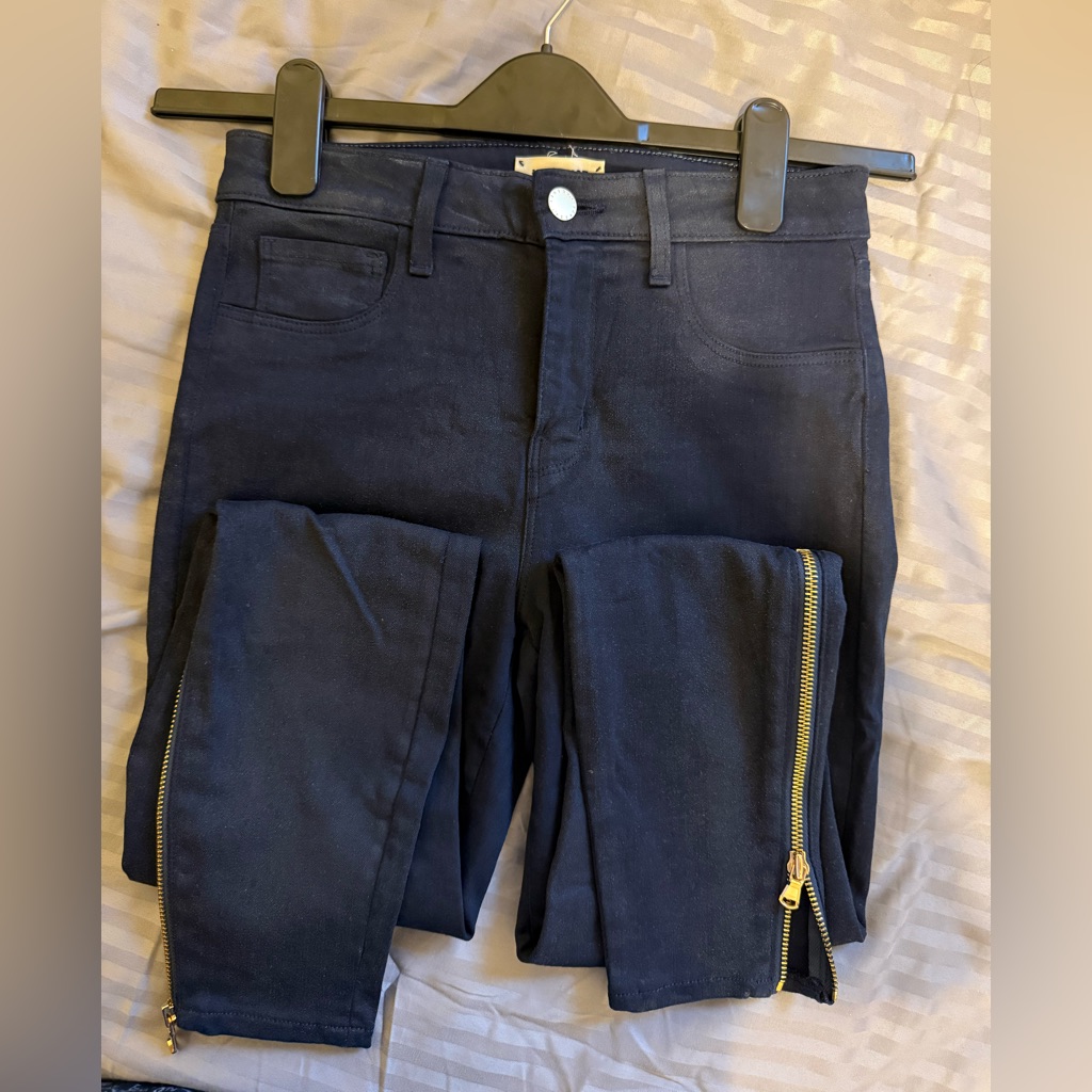 L’agence Designer Luxury Sabine Coated Skinny Jeans Navy / Size 25